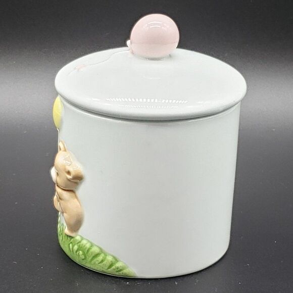 Norcrest Japan Powder Blue 3D Teddy Bear Balloons Mugs & Lidded Trinket Jar Set - Picture 2 of 16